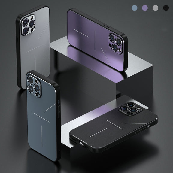 For iPhone 14 R-JUST RJ52 3-Line Style Metal TPU Shockproof Phone Case(Blue)