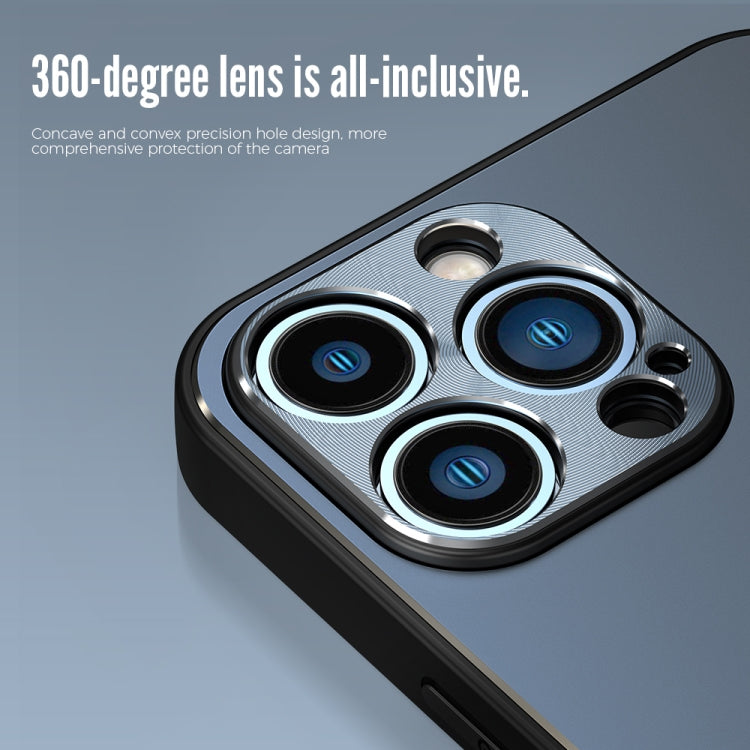 For iPhone 14 R-JUST RJ52 3-Line Style Metal TPU Shockproof Phone Case(Blue)