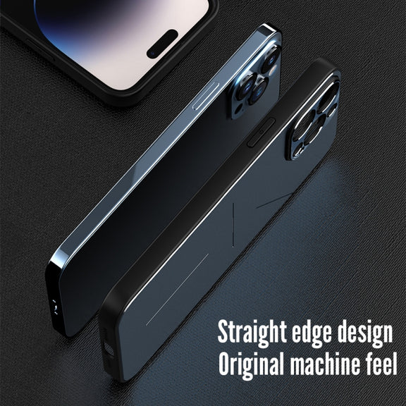 For iPhone 14 R-JUST RJ52 3-Line Style Metal TPU Shockproof Phone Case(Blue)