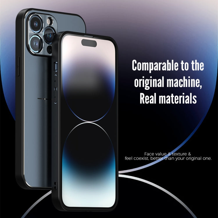 For iPhone 14 Pro R-JUST RJ52 3-Line Style Metal TPU Shockproof Phone Case(Blue)
