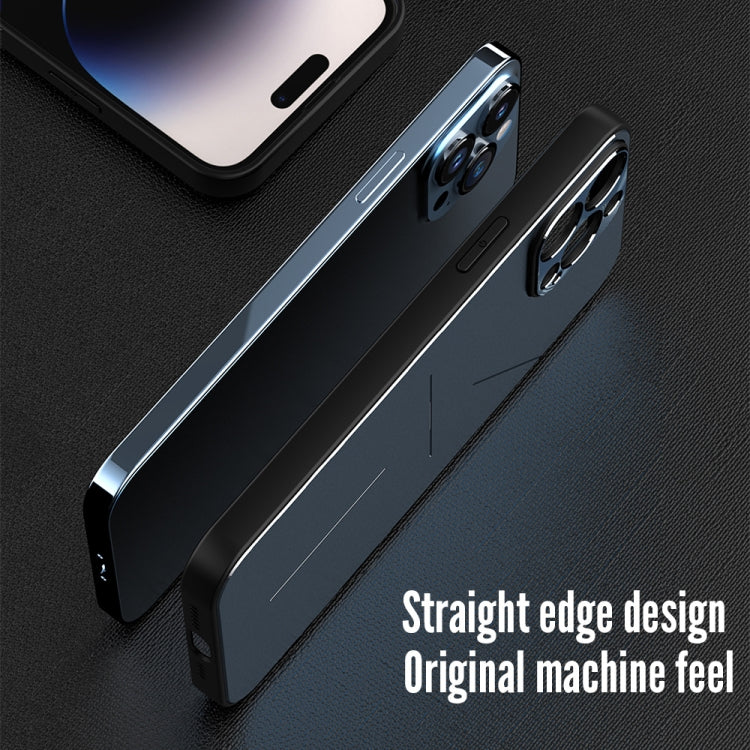 For iPhone 14 Pro R-JUST RJ52 3-Line Style Metal TPU Shockproof Phone Case(Blue)