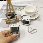For AirPods 1/2 Split Electroplating TPU Earphone Protective Case with Hook(Silver)