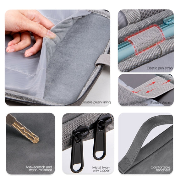 For 12.9-13 inch Laptop Portable Sheepskin Texture Leather Bag(Grey)
