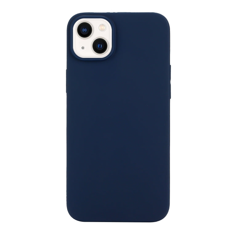 For iPhone 14 Plus Solid Color Frosted Silicone Phone Case(Navy Blue)