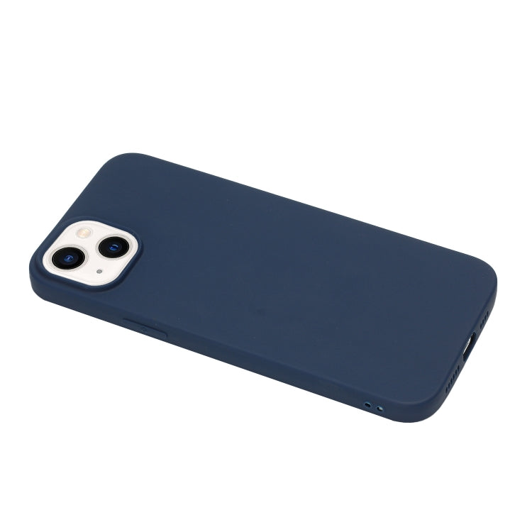 For iPhone 14 Plus Solid Color Frosted Silicone Phone Case(Navy Blue)