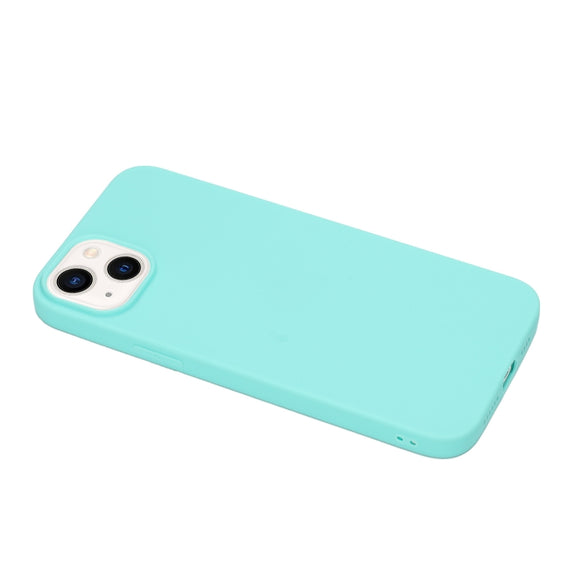 For iPhone 14 Plus Solid Color Frosted Silicone Phone Case(Light Blue)