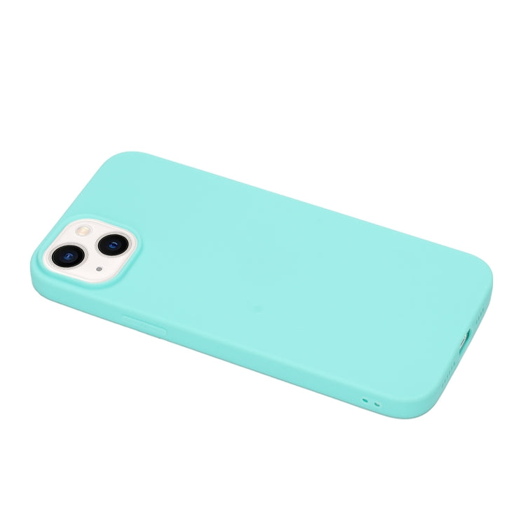 For iPhone 14 Plus Solid Color Frosted Silicone Phone Case(Light Blue)