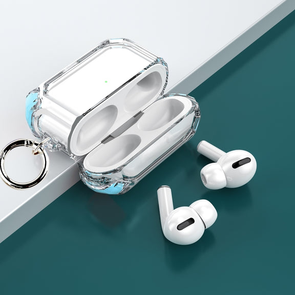For AirPods Pro 2 Dual-color PC Shockproof Earphone Case with Hook(Sky Blue)
