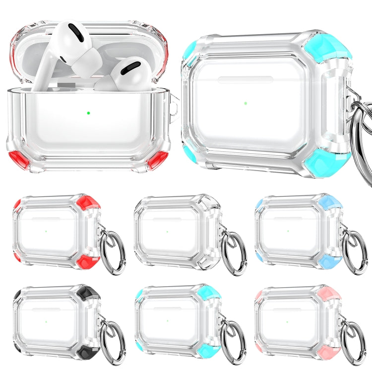 For AirPods Pro 2 Dual-color PC Shockproof Earphone Case with Hook(Sky Blue)