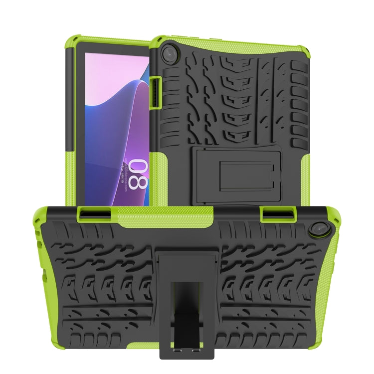 For Lenovo Tab M10 3rd Gen Tire Texture TPU + PC Tablet Case with Holder(Green)