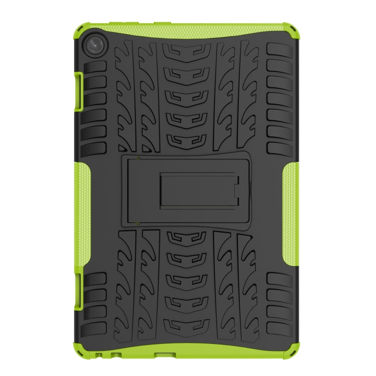 For Lenovo Tab M10 3rd Gen Tire Texture TPU + PC Tablet Case with Holder(Green)