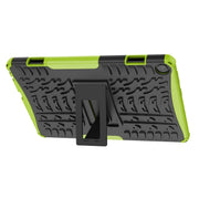 For Lenovo Tab M10 3rd Gen Tire Texture TPU + PC Tablet Case with Holder(Green)