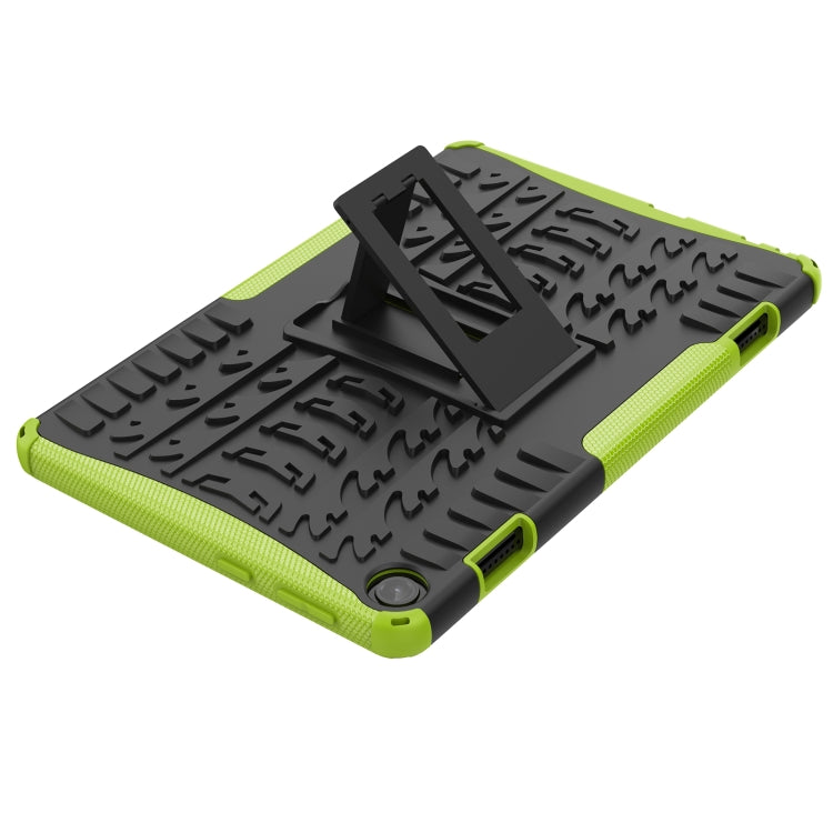 For Lenovo Tab M10 3rd Gen Tire Texture TPU + PC Tablet Case with Holder(Green)