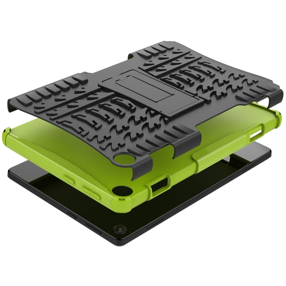 For Lenovo Tab M10 3rd Gen Tire Texture TPU + PC Tablet Case with Holder(Green)