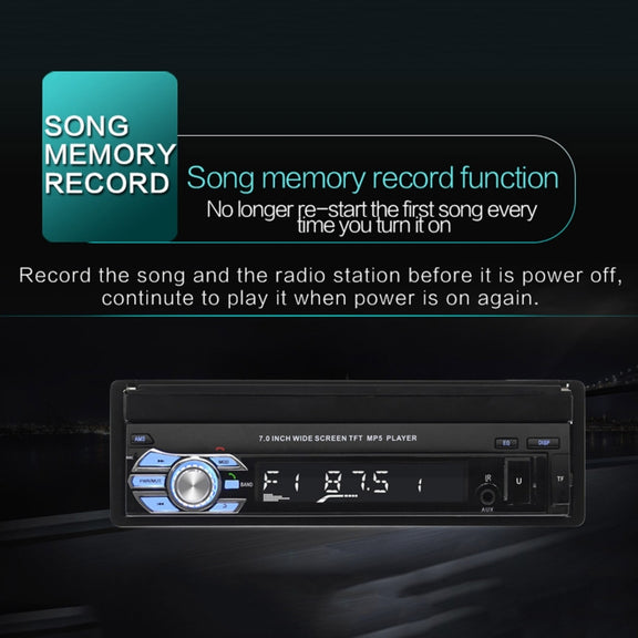 9601 7 inch Car Electric Retractable MP5 Player Supports Bluetooth Hand-free Calling Reverse