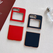 For Motorola Moto Razr 2022 Genuine Leather Luolai Series Nano Plating Phone Case(Red)