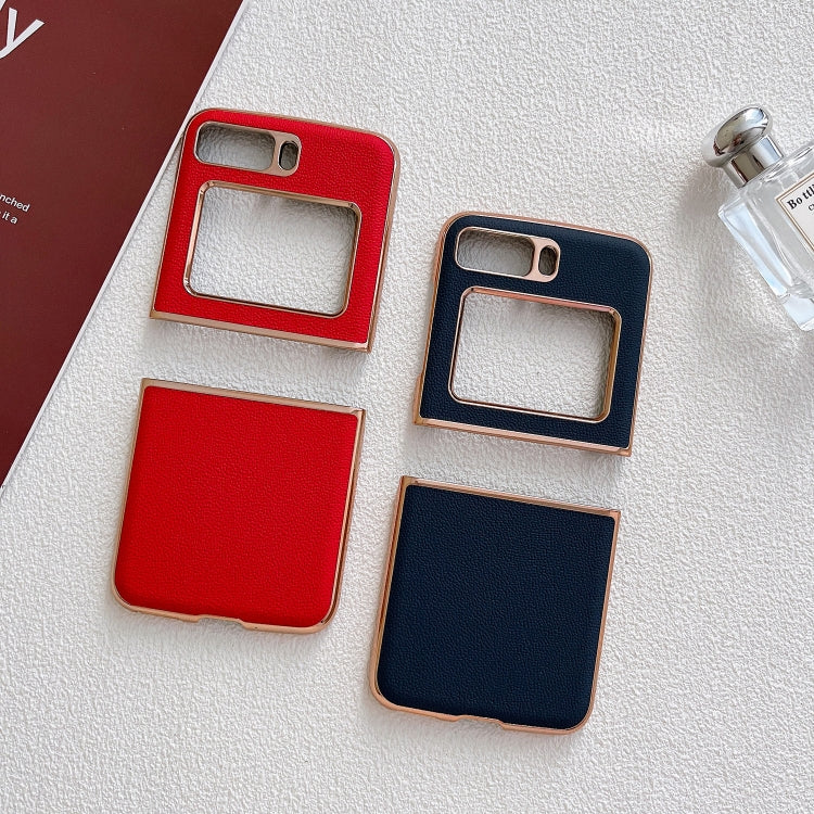 For Motorola Moto Razr 2022 Genuine Leather Luolai Series Nano Plating Phone Case(Red)