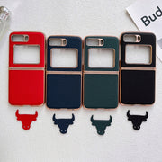 For Motorola Moto Razr 2022 Genuine Leather Luolai Series Nano Plating Phone Case(Red)