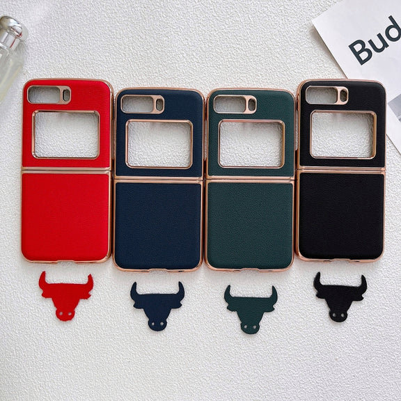 For Motorola Moto Razr 2022 Genuine Leather Luolai Series Nano Plating Phone Case(Red)