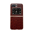 For Motorola Moto Razr 2022 Genuine Leather Ostrich Texture Nano Plating Phone Case(Coffee) - Motorola Cases by PMC TechLife | Online Shopping South Africa | PMC TechLife | Buy Now Pay Later Mobicred