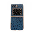 For Motorola Moto Razr 2022 Genuine Leather Ostrich Texture Nano Plating Phone Case(Blue) - Motorola Cases by PMC TechLife | Online Shopping South Africa | PMC TechLife | Buy Now Pay Later Mobicred