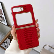 For Motorola Moto Razr 2022 Genuine Leather Weilai Series Nano Plating Phone Case(Red)