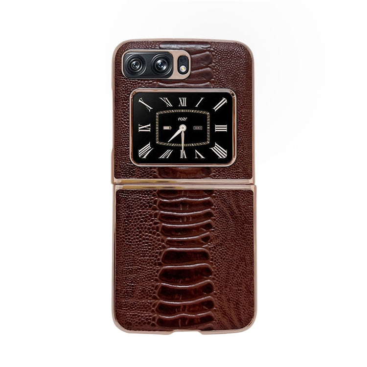 For Motorola Moto Razr 2022 Genuine Leather Weilai Series Nano Plating Phone Case(Coffee)