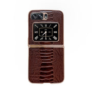 For Motorola Moto Razr 2022 Genuine Leather Weilai Series Nano Plating Phone Case(Coffee)