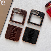 For Motorola Moto Razr 2022 Genuine Leather Weilai Series Nano Plating Phone Case(Coffee)