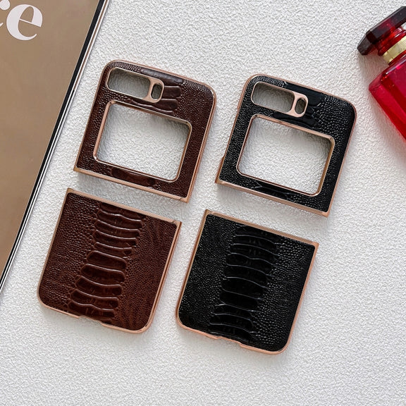 For Motorola Moto Razr 2022 Genuine Leather Weilai Series Nano Plating Phone Case(Red)