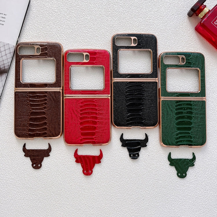 For Motorola Moto Razr 2022 Genuine Leather Weilai Series Nano Plating Phone Case(Red)