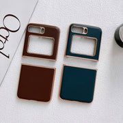 For Motorola Moto Razr 2022 Genuine Leather Xiaoya Series Nano Plating Phone Case(Blue)