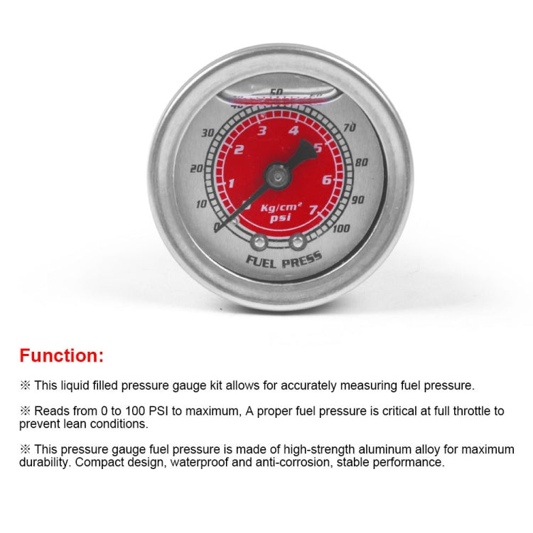 For Honda Civic Car Modification Fuel Pressure Gauge 0-100PSI(Black)