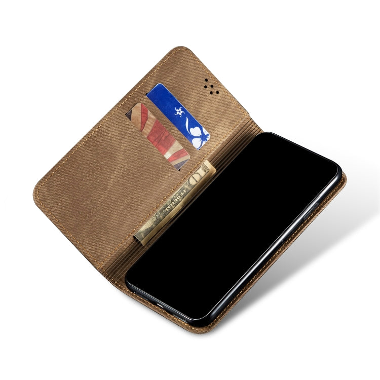 For OPPO Realme 6 Pro Denim Texture Casual Style Horizontal Flip Leather Case with Holder & Card Slots & Wallet(Khaki)