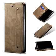 For OPPO Realme 6 Pro Denim Texture Casual Style Horizontal Flip Leather Case with Holder & Card Slots & Wallet(Khaki)