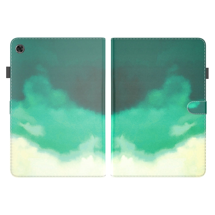 For Lenovo Tab M7 3rd Gen Watercolor Pattern Flip Leather Tablet Case(Cyan Green)