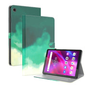 For Lenovo Tab M7 3rd Gen Watercolor Pattern Flip Leather Tablet Case(Cyan Green)