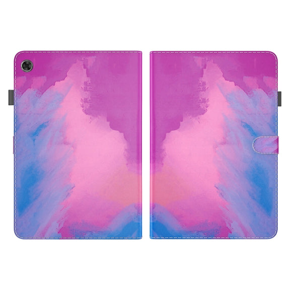 For Lenovo Tab M7 3rd Gen Watercolor Pattern Flip Leather Tablet Case(Purple Red)