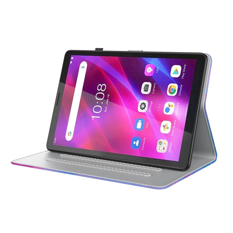 For Lenovo Tab M7 3rd Gen Watercolor Pattern Flip Leather Tablet Case(Purple Red)