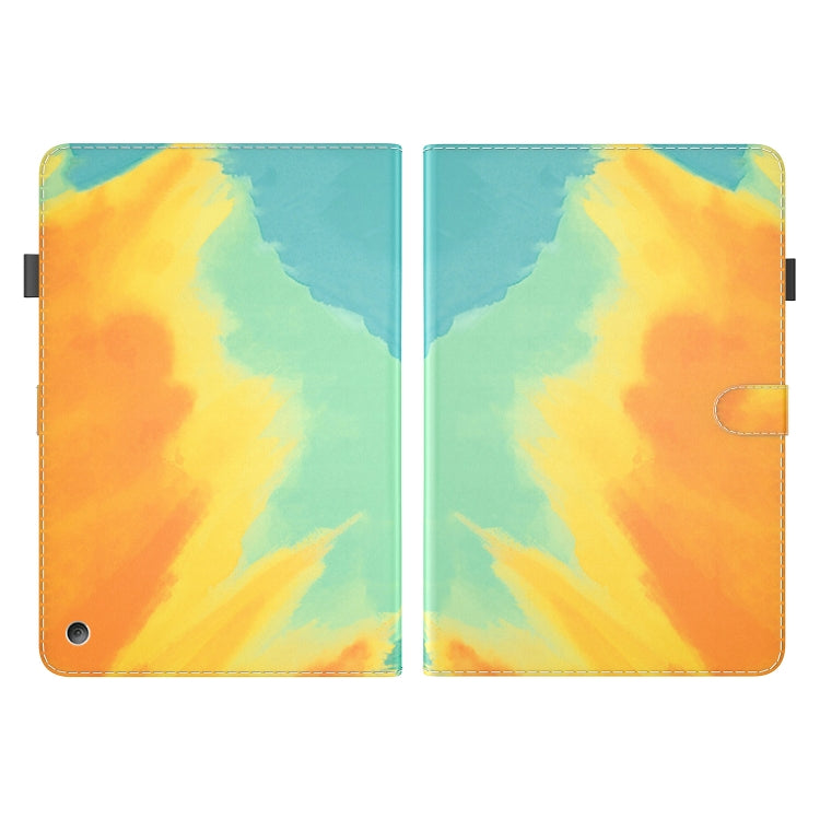 For Amazon Kindle Fire 7 2022 Watercolor Pattern Flip Leather Tablet Case(Autumn Leaves)