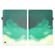 For Amazon Kindle Fire 7 2022 Watercolor Pattern Flip Leather Tablet Case(Cyan Green)