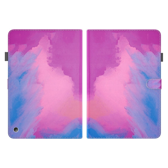 For Amazon Kindle Fire 7 2022 Watercolor Pattern Flip Leather Tablet Case(Purple Red)