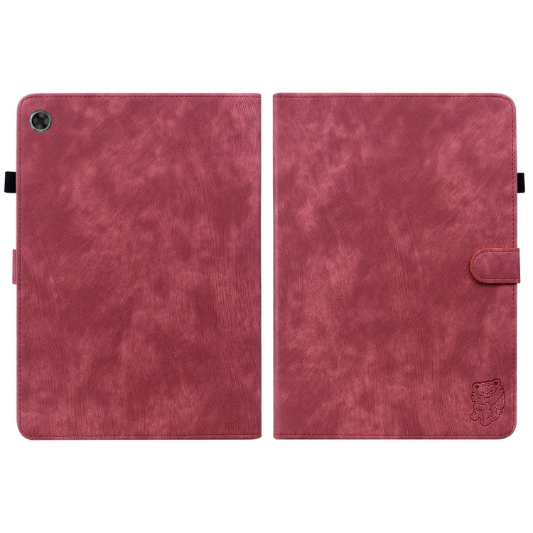 For Lenovo Tab M7 3rd Gen Tiger Pattern Flip Leather Tablet Case(Red)