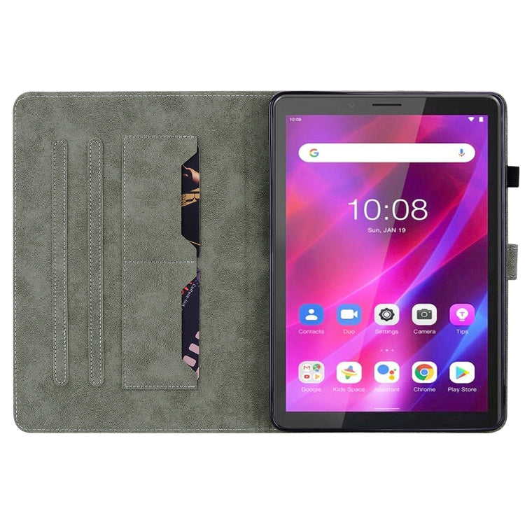 For Lenovo Tab M7 3rd Gen Tiger Pattern Flip Leather Tablet Case(Red)