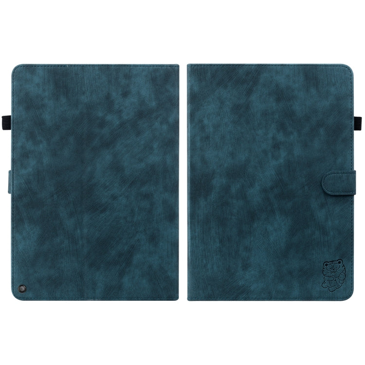 For Amazon Kindle Fire 7 2022 Tiger Pattern Flip Leather Tablet Case(Dark Blue)