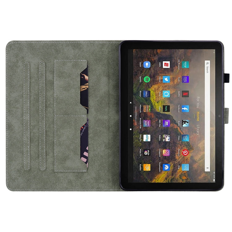 For Amazon Kindle Fire 7 2022 Tiger Pattern Flip Leather Tablet Case(Dark Blue)