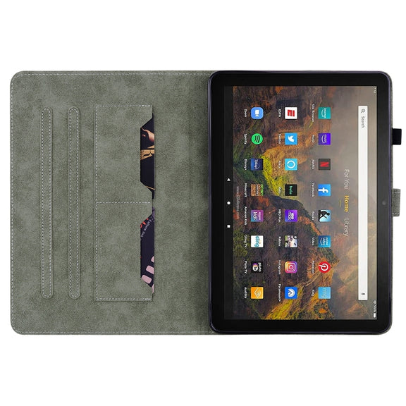 For Amazon Kindle Fire 7 2022 Tiger Pattern Flip Leather Tablet Case(Dark Blue)