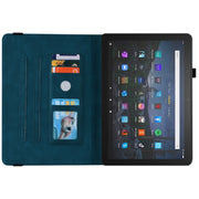 For Amazon Kindle Fire 7 2022 Butterfly Flower Embossed Leather Tablet Case(Blue)