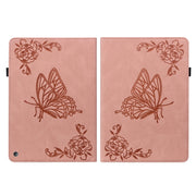 For Amazon Kindle Fire 7 2022 Butterfly Flower Embossed Leather Tablet Case(Rose Gold)
