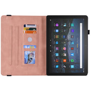 For Amazon Kindle Fire 7 2022 Butterfly Flower Embossed Leather Tablet Case(Rose Gold)